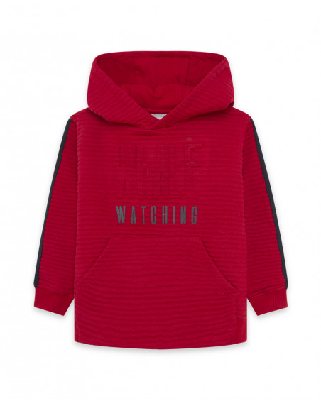 Sweat-shirt capuche en peluche fermée fille rouge wild soul