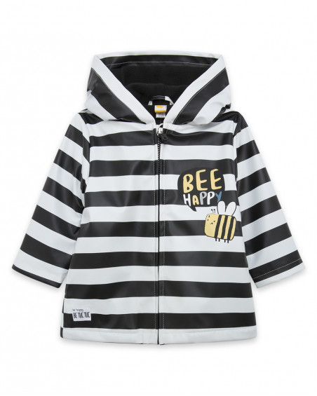 Gabardine avec capuche garçon noir bee happy Gabardine avec capuche garçon noir bee happy