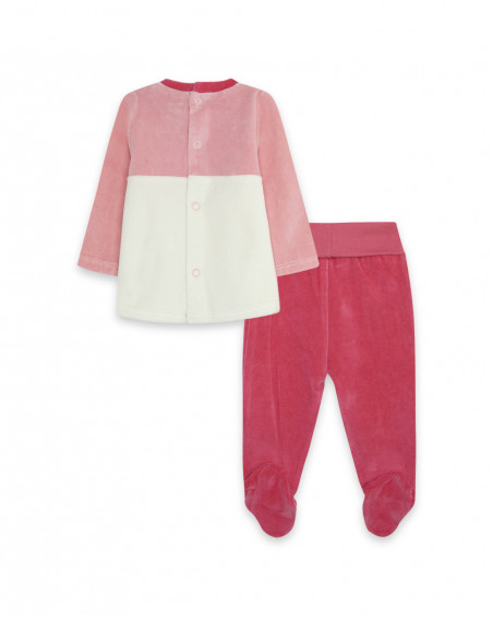 Ensemble velours long avec pieds fille rose dancing in the woods Ensemble velours long avec pieds fille rose dancing in the woods