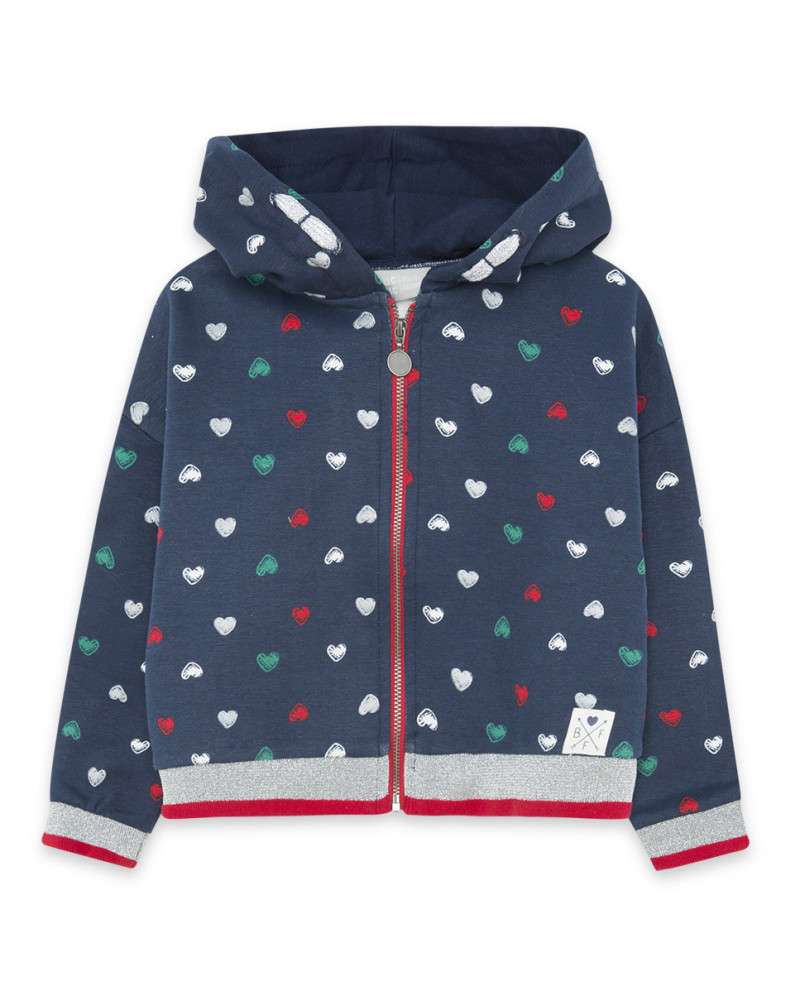 Sweat-shirt capuche en peluche garçon bleu breakfast time