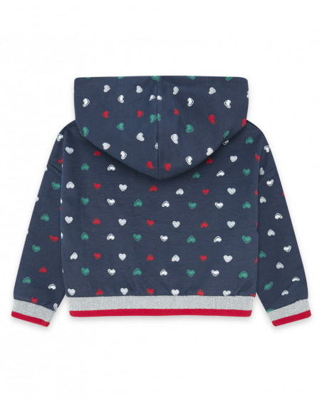 Sweat-shirt capuche en peluche garçon bleu breakfast time Sweat-shirt capuche en peluche garçon bleu breakfast time