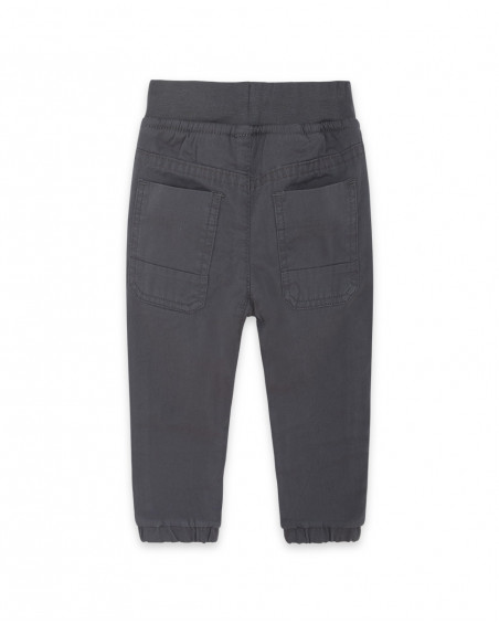 Pantalon en sergé doublé lacets garçon gris glaciar Pantalon en sergé doublé lacets garçon gris glaciar