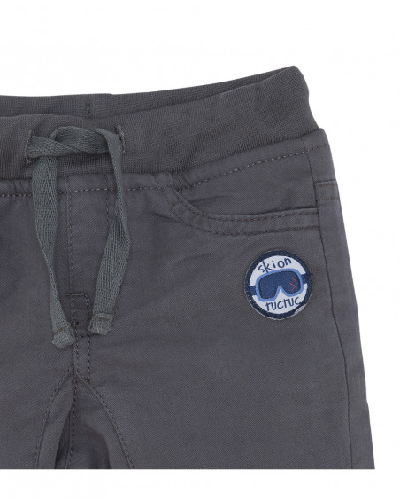 Pantalon en sergé doublé lacets garçon gris glaciar Pantalon en sergé doublé lacets garçon gris glaciar
