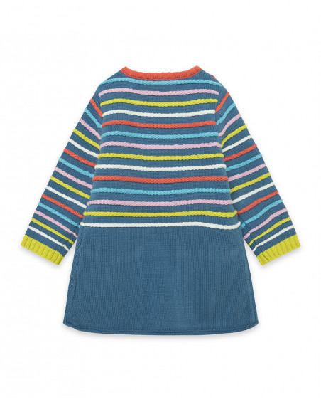Robe en tricot avec poches fille bleue color hikers Robe en tricot avec poches fille bleue color hikers
