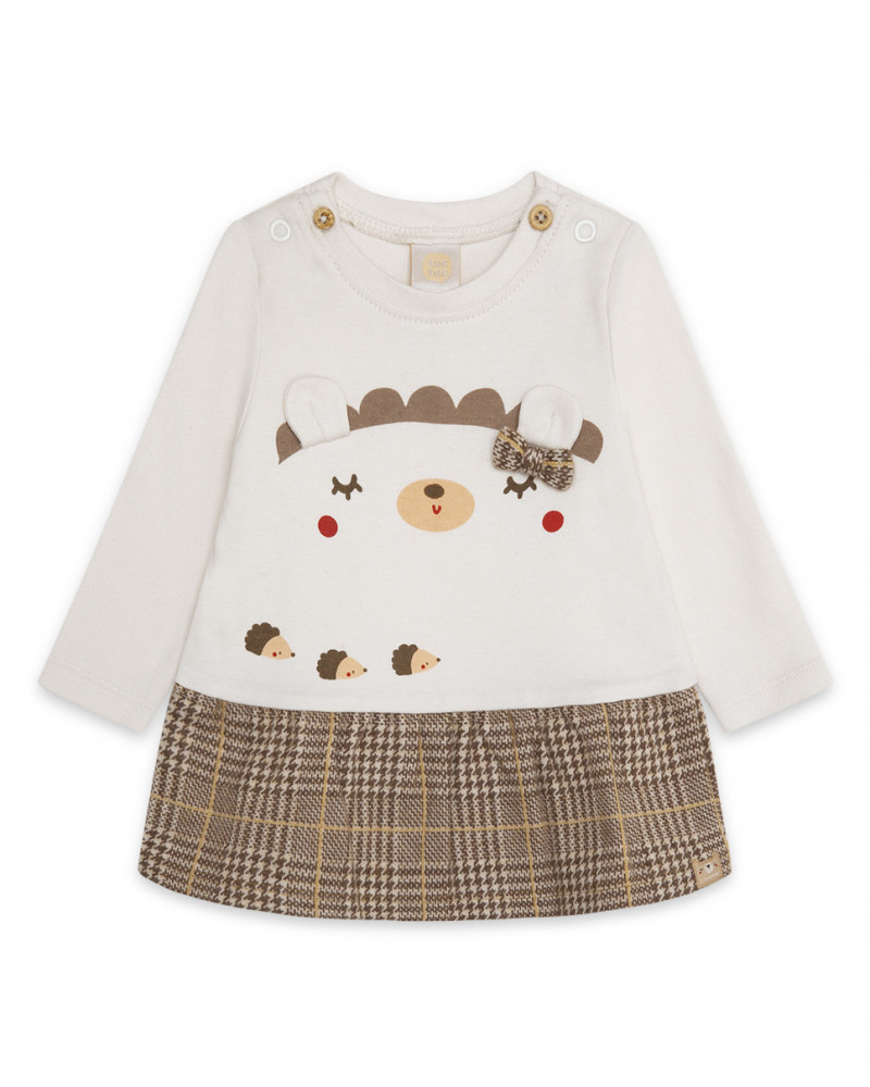 Robe en peluche et jersey petit ourson fille beige brownie bears