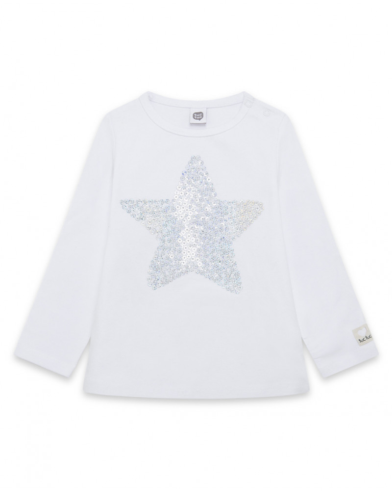 Tee-shirt en jersey étoile fille blanc basicos baby