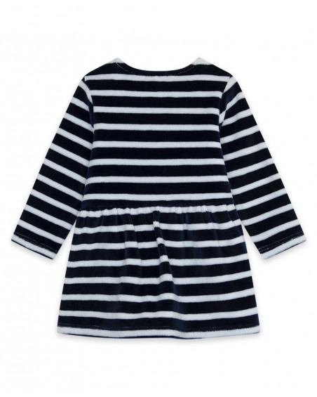 Robe velours à rayures fille bleue it's cold Robe velours à rayures fille bleue it's cold