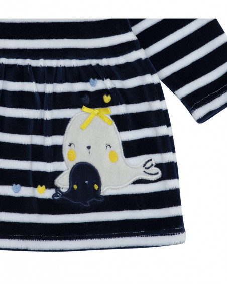 Robe velours à rayures fille bleue it's cold Robe velours à rayures fille bleue it's cold