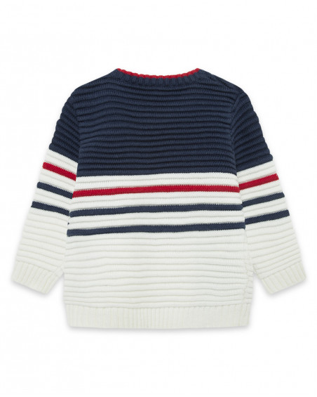 Pull-over en tricot à rayures garçon bleu hello london Pull-over en tricot à rayures garçon bleu hello london