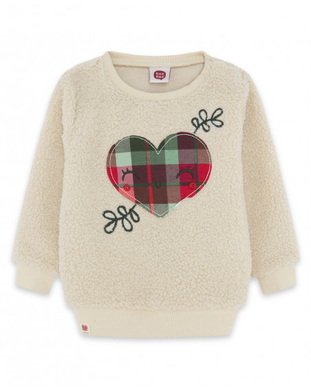 Sweat-shirt en fourrure fermée sans capuche fille blanc Sweat-shirt en fourrure fermée sans capuche fille blanc