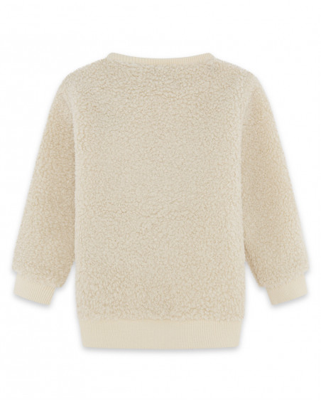Sweat-shirt en fourrure fermée sans capuche fille blanc Sweat-shirt en fourrure fermée sans capuche fille blanc