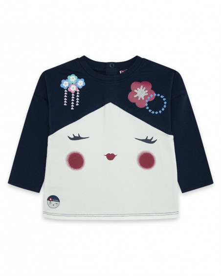 Tee-shirt en jersey imprimée fille bleu kyoto girls Tee-shirt en jersey imprimée fille bleu kyoto girls