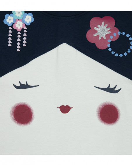 Tee-shirt en jersey imprimée fille bleu kyoto girls Tee-shirt en jersey imprimée fille bleu kyoto girls