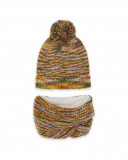 Bonnet et cache-cou en tricot imprimé fille orange hidden nature Bonnet et cache-cou en tricot imprimé fille orange hidden nature