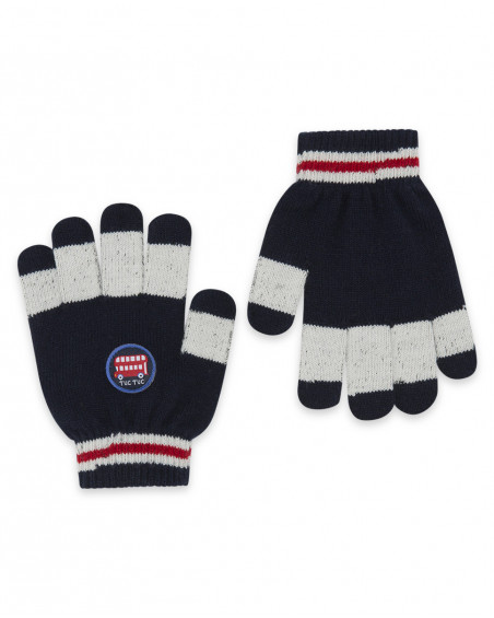 Gants en tricot à rayures garçon bleue hello london