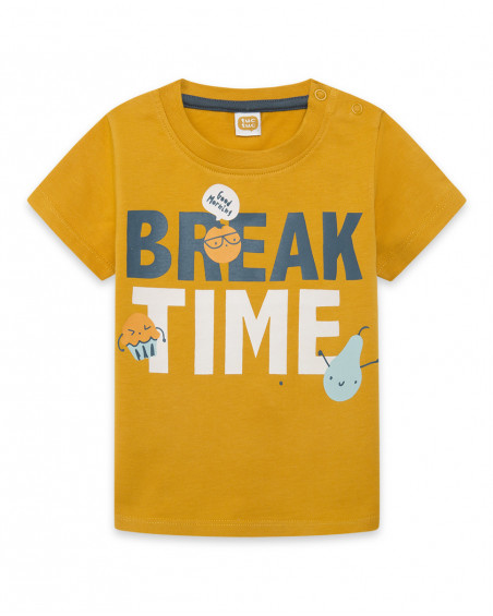 Tee-shirt en jersey manche courte message garçon orange basicos Tee-shirt en jersey manche courte message garçon orange basicos