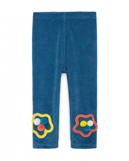Leggings velours fleurs fille bleus color hikers