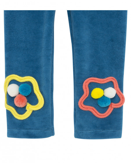 Leggings velours fleurs fille bleus color hikers