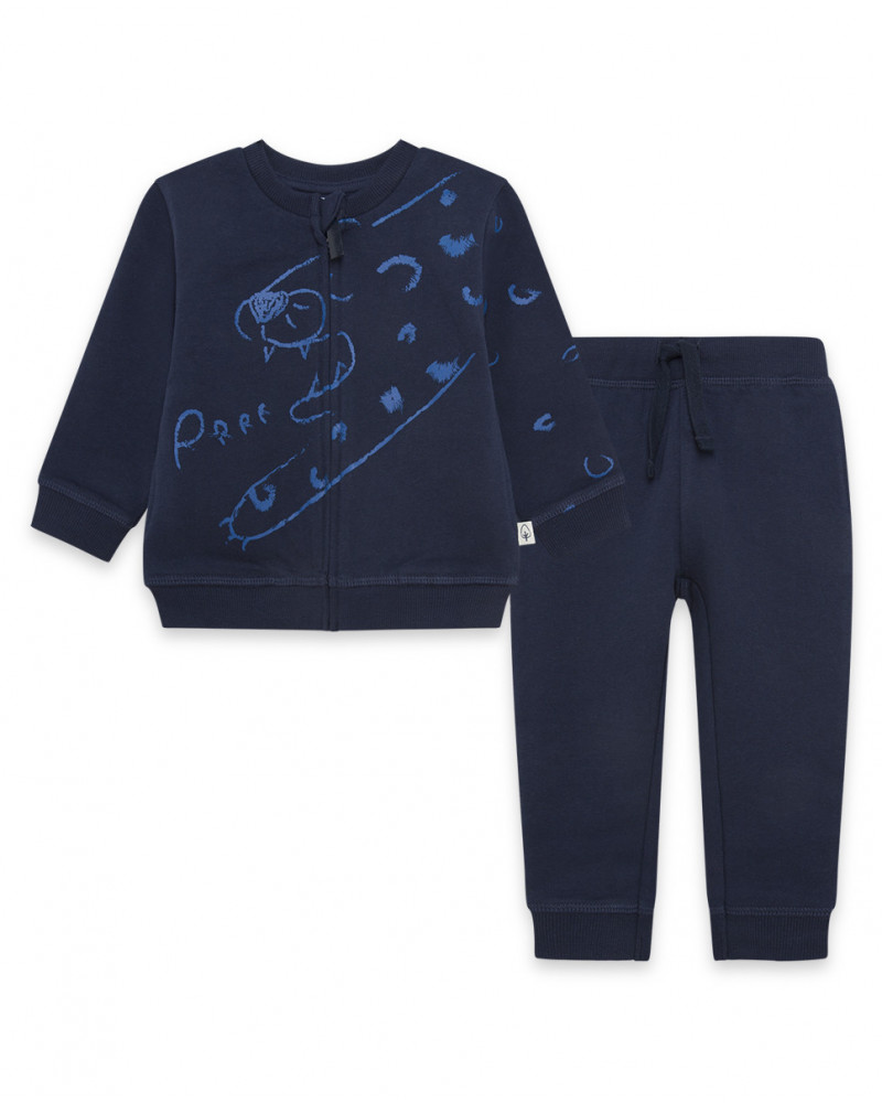 Survêtement coton molletonné tigre garçon marine mountain