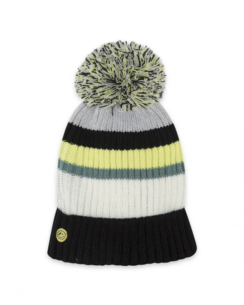 Bonnet en tricot pompon fille noir wild soul