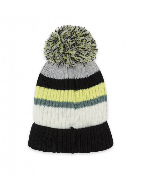 Bonnet en tricot pompon fille noir wild soul