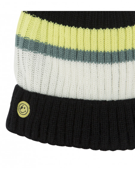 Bonnet en tricot pompon fille noir wild soul
