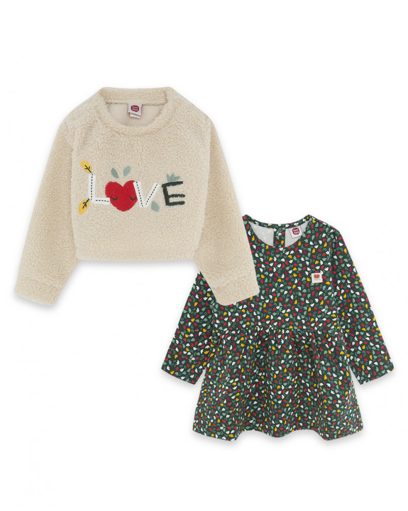 Robe et sweat-shirt en fourrure fille verte highlands