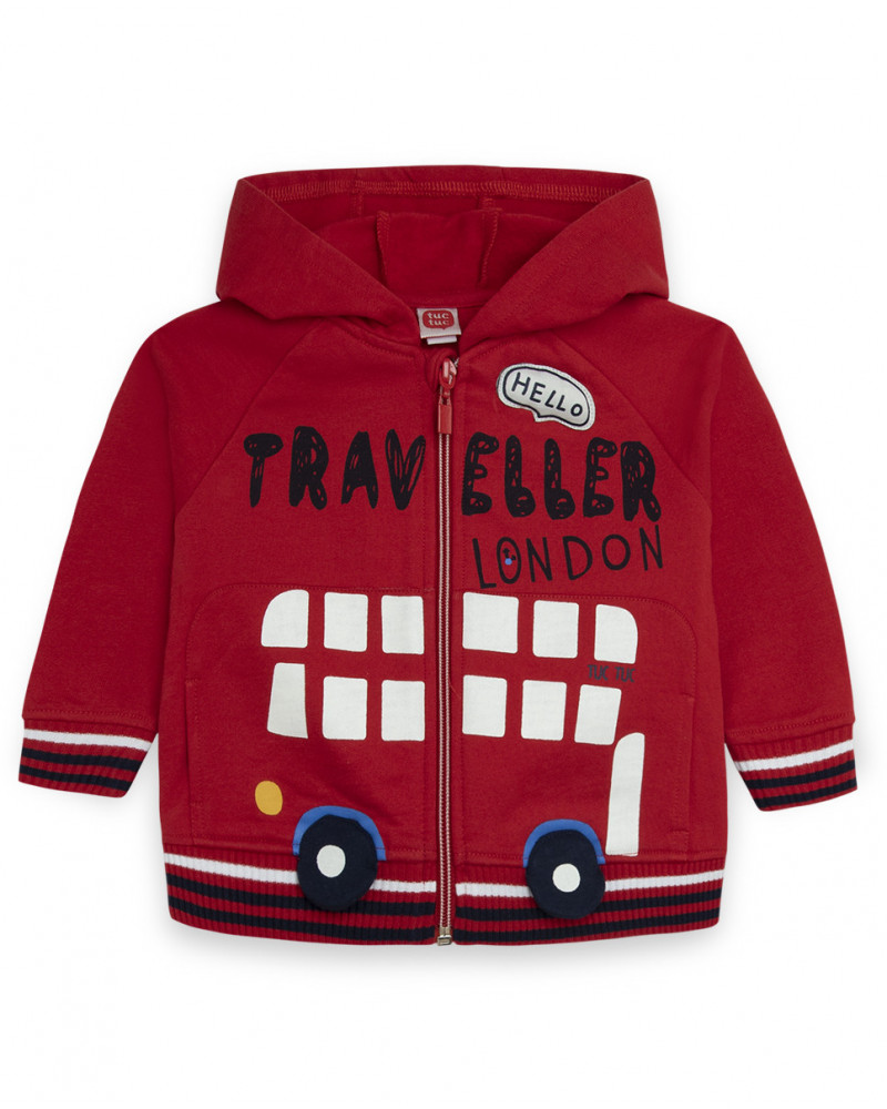 Sweat-shirt capuche en peluche avec fermeture éclair garçon