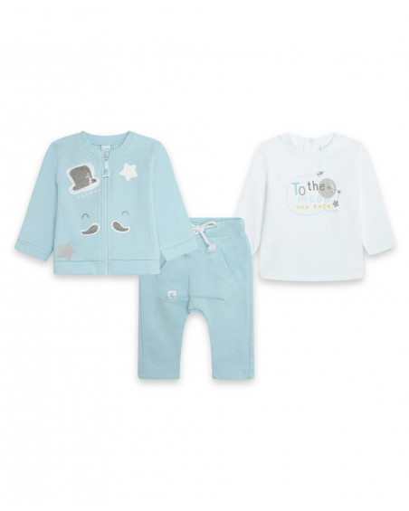Ensemble 3 pièces molletonné e jersey sans pieds garçon bleu Ensemble 3 pièces molletonné e jersey sans pieds garçon bleu