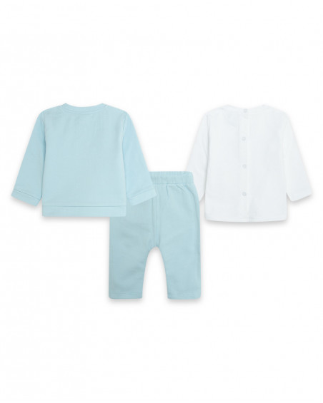 Ensemble 3 pièces molletonné e jersey sans pieds garçon bleu Ensemble 3 pièces molletonné e jersey sans pieds garçon bleu