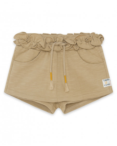 Jupe-pantalon en cotton avec poches fille beige basicos kids