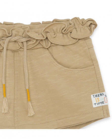 Jupe-pantalon en cotton avec poches fille beige basicos kids