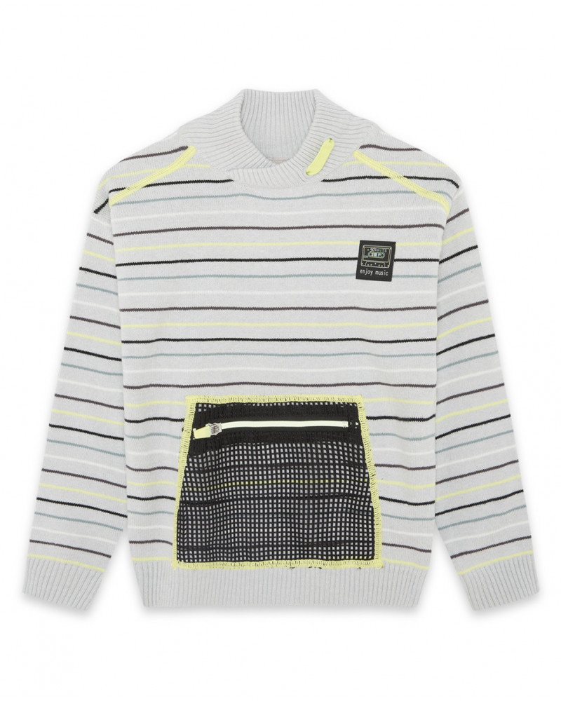 Pull-over en tricot poche kangourou fille gris wild soul