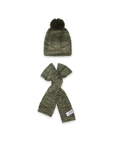 Bonnet et écharpe en tricot pompon fille vert dance muse Bonnet et écharpe en tricot pompon fille vert dance muse