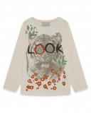 Tee-shirt en jersey tigre fille beige hidden nature Tee-shirt en jersey tigre fille beige hidden nature
