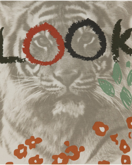 Tee-shirt en jersey tigre fille beige hidden nature Tee-shirt en jersey tigre fille beige hidden nature