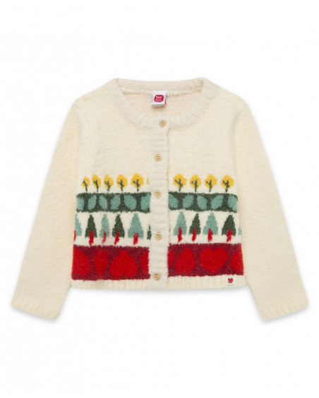 Veste en tricot boutons fille blanche highlands Veste en tricot boutons fille blanche highlands