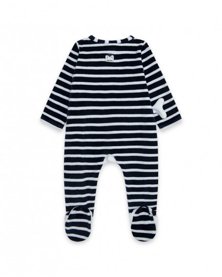 Grenouillère velours ouvert. latérale avec pieds garçon bleu Grenouillère velours ouvert. latérale avec pieds garçon bleu