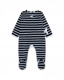 Grenouillère velours ouvert. latérale avec pieds garçon bleu Grenouillère velours ouvert. latérale avec pieds garçon bleu