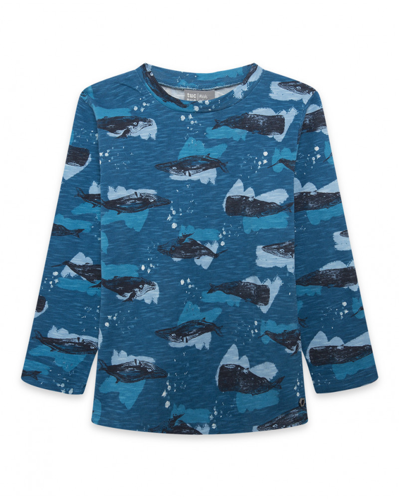 Tee-shirt en jersey baleines fille bleu wild soul