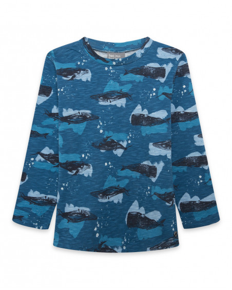 Tee-shirt en jersey baleines fille bleu wild soul
