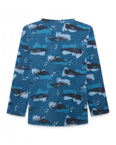Tee-shirt en jersey baleines fille bleu wild soul