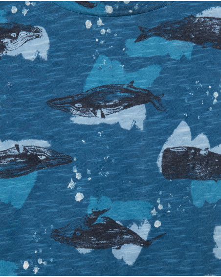 Tee-shirt en jersey baleines fille bleu wild soul