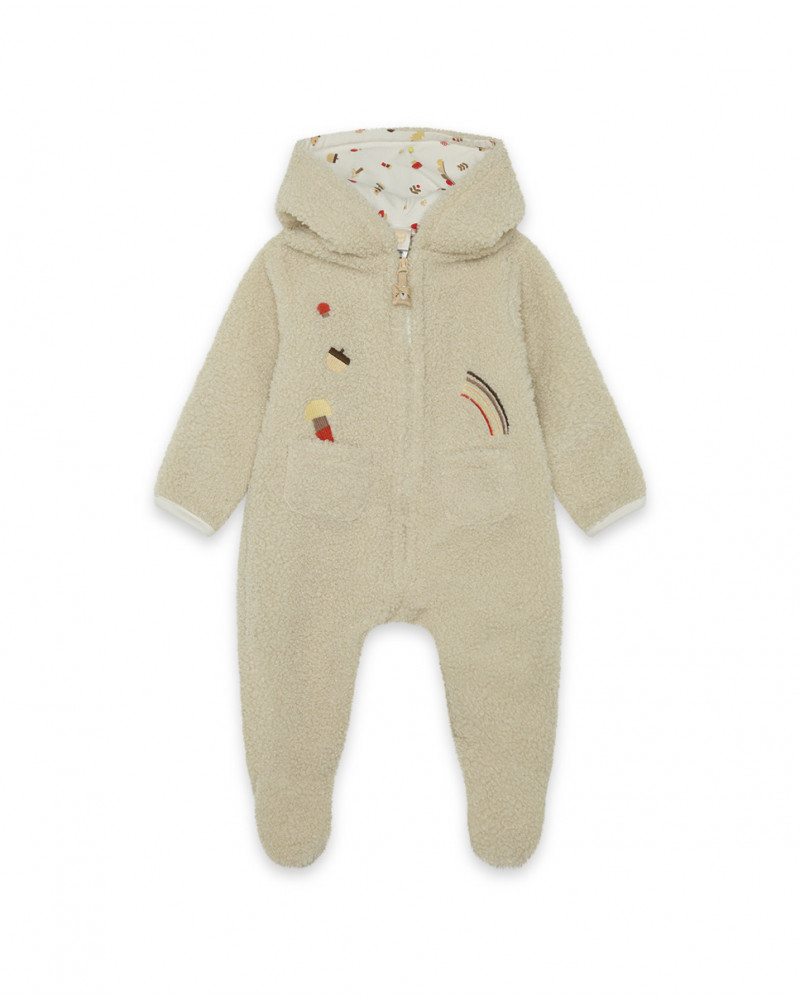 Sweat en fourrure avec fermeture éclair garçon beige brownie