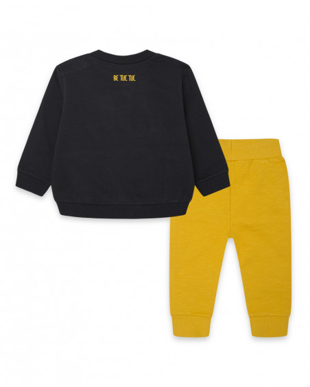 Sweat et pantalon en peluche jogging garçon jaune bee happy Sweat et pantalon en peluche jogging garçon jaune bee happy