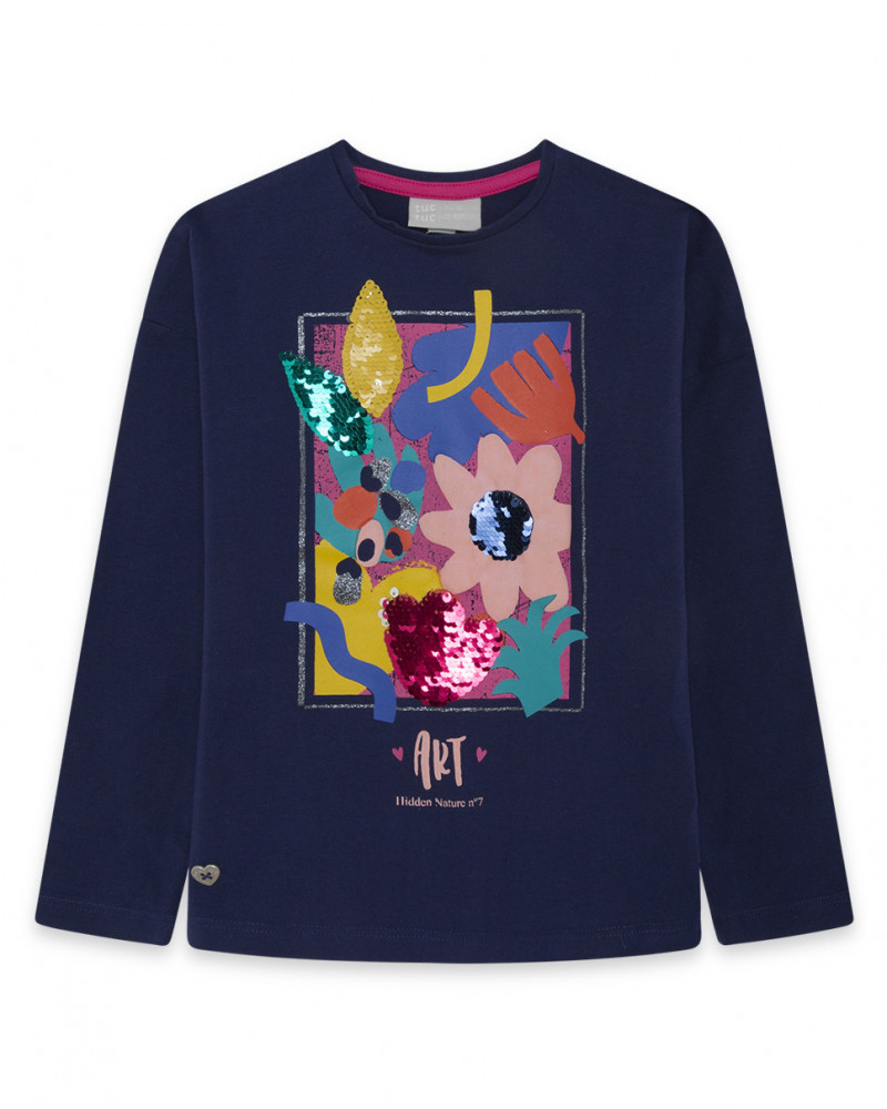 Tee-shirt en jersey fleurs fille bleu best friends 4ever