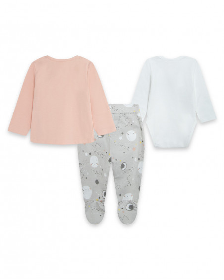 Ensemble 3 pièces jersey long avec pieds fille rose luna llena Ensemble 3 pièces jersey long avec pieds fille rose luna llena