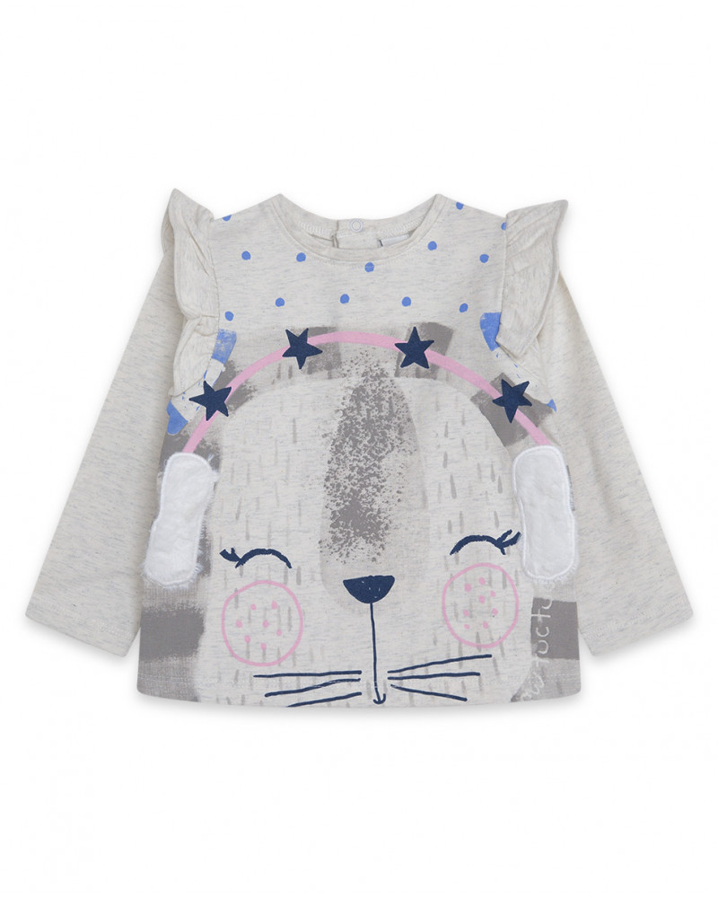 Tee-shirt en jersey imprimée fille blanc glaciar