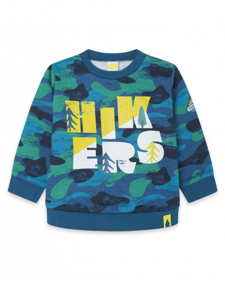 Sweat-shirt en peluche camouflage garçon bleu color hikers Sweat-shirt en peluche camouflage garçon bleu color hikers