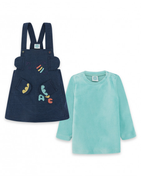 Robe en peluche et t-shirt éléphant fille bleue alphabet Robe en peluche et t-shirt éléphant fille bleue alphabet